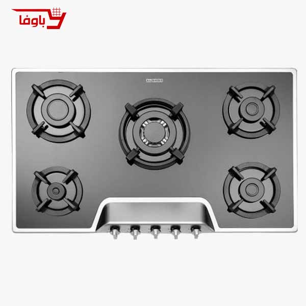 اجاق گاز صفحه ای استیل البرز | 5 شعله | مدل G5951S | شیشه | قطعات ایرانی