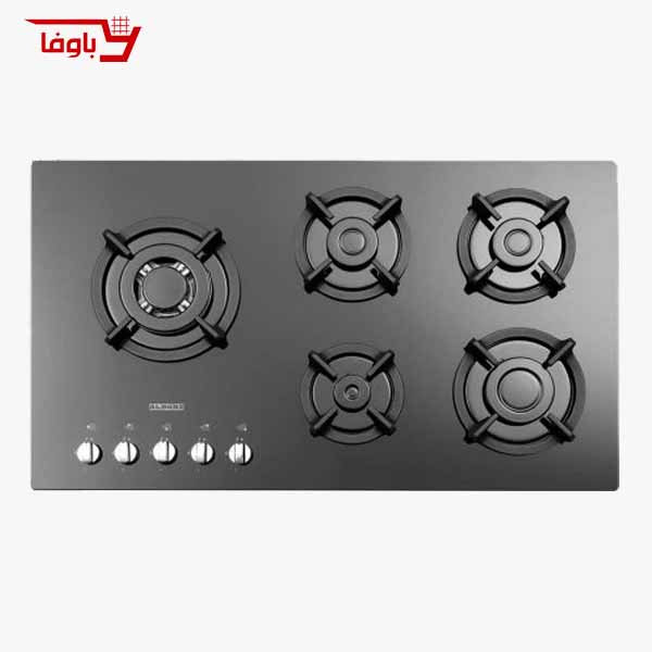 اجاق گاز صفحه ای استیل البرز | 5 شعله | مدل G5957 | شیشه | قطعات ایرانی