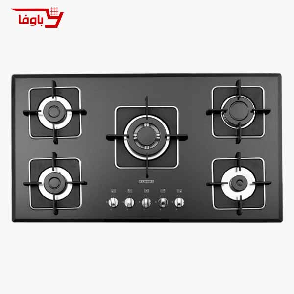 اجاق گاز صفحه ای استیل البرز | 5 شعله | مدل G5960 | شیشه | قطعات ایرانی