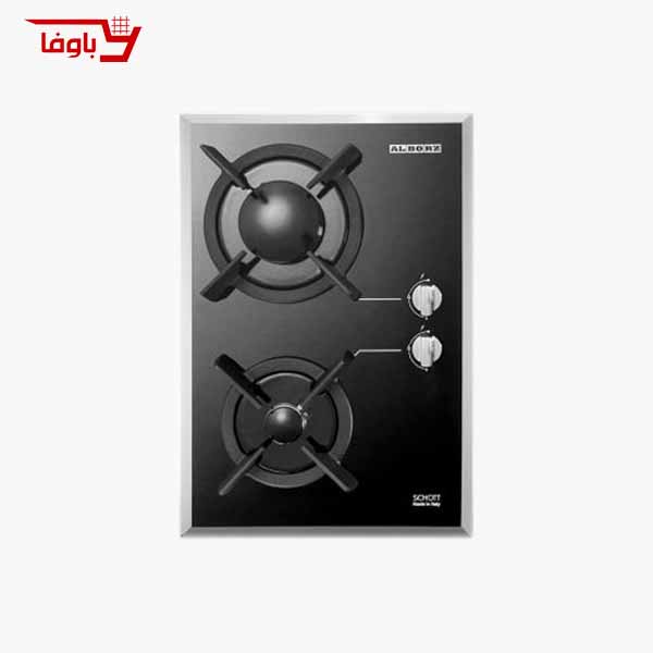 اجاق گاز صفحه ای استیل البرز | 2 شعله | مدل G2302 | شیشه | قطعات ایتالیایی