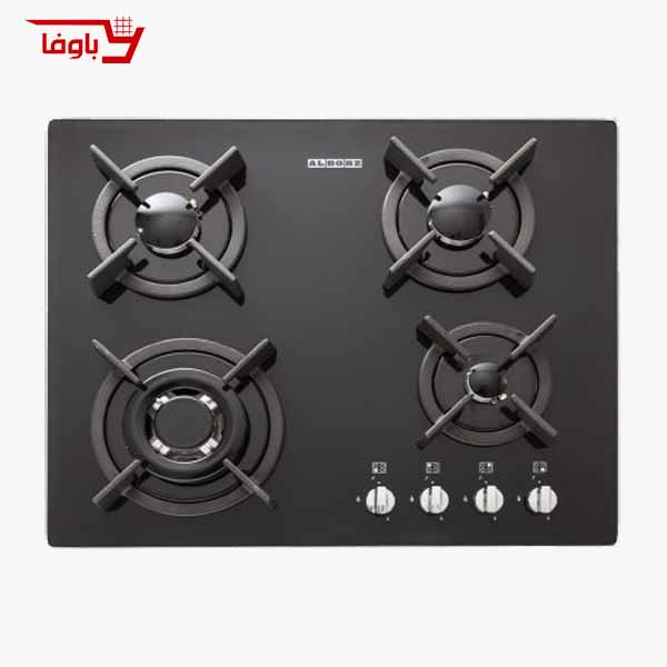 اجاق گاز صفحه ای استیل البرز | 4 شعله | مدل G4602 | شیشه | قطعات ایتالیایی