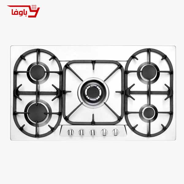 اجاق گاز صفحه ای استیل البرز | 5 شعله | مدل S5905 | استیل | قطعات ایتالیایی