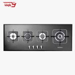 اجاق گاز صفحه ای استیل البرز | 4 شعله | مدل G4101 | شیشه | قطعات ایتالیایی