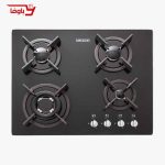 اجاق گاز صفحه ای استیل البرز | 4 شعله | مدل G4602 | شیشه | قطعات ایتالیایی