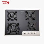 اجاق گاز صفحه ای استیل البرز | 4 شعله | مدل G4602S | شیشه | قطعات ایتالیایی