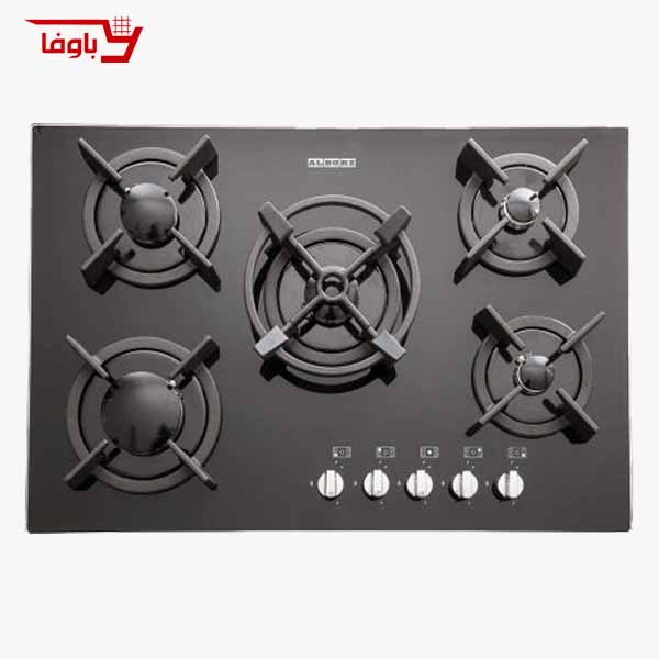 G-5703-BAVAFA اجاق گاز صفحه ای استیل البرز | 5 شعله | مدل G5703 | شیشه | قطعات ایتالیایی - Image 1