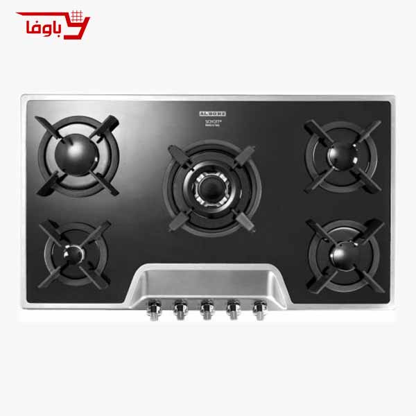G-5901-BAVAFA اجاق گاز صفحه ای استیل البرز | 5 شعله | مدل G5901S | شیشه | قطعات ایتالیایی - Image 1