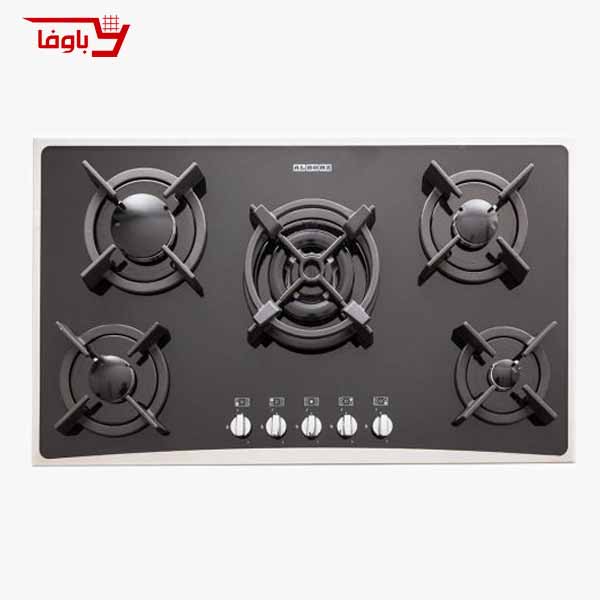 G-5904-s-BAVAFA اجاق گاز صفحه ای استیل البرز | 5 شعله | مدل G5904S | شیشه | قطعات ایتالیایی - Image 1