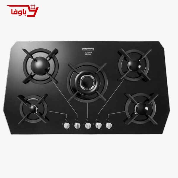 G-5905-BAVAFA اجاق گاز صفحه ای استیل البرز | 5 شعله | مدل G5905 | شیشه | قطعات ایتالیایی - Image 1
