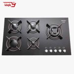 اجاق گاز صفحه ای استیل البرز | 5 شعله | مدل G5907 | شیشه | قطعات ایتالیایی