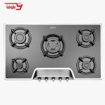 اجاق گاز صفحه ای استیل البرز | 5 شعله | مدل G5951S | شیشه | قطعات ایرانی