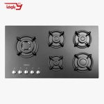 اجاق گاز صفحه ای استیل البرز | 5 شعله | مدل G5957 | شیشه | قطعات ایرانی