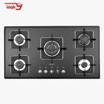 اجاق گاز صفحه ای استیل البرز | 5 شعله | مدل G5960 | شیشه | قطعات ایرانی