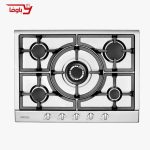 اجاق گاز صفحه ای استیل البرز | 5 شعله | مدل S5701 | استیل | قطعات ایتالیایی