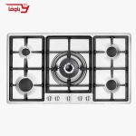 اجاق گاز صفحه ای استیل البرز | 5 شعله | مدل S5902 | استیل | قطعات ایتالیایی