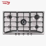 اجاق گاز صفحه ای استیل البرز | 5 شعله | مدل S5904 | استیل | قطعات ایتالیایی