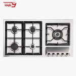 اجاق گاز صفحه ای استیل البرز | 5 شعله | مدل S5909 | استیل | قطعات ایتالیایی