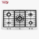 اجاق گاز صفحه ای استیل البرز | 5 شعله | مدل S5911 | استیل | قطعات ایتالیایی